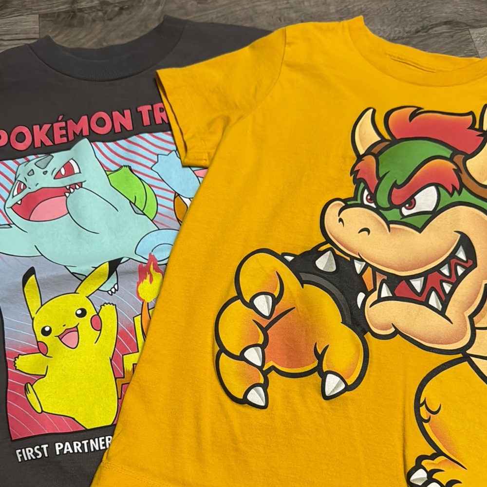 Pokemon Yellow and Gray Short Sleeve Tees